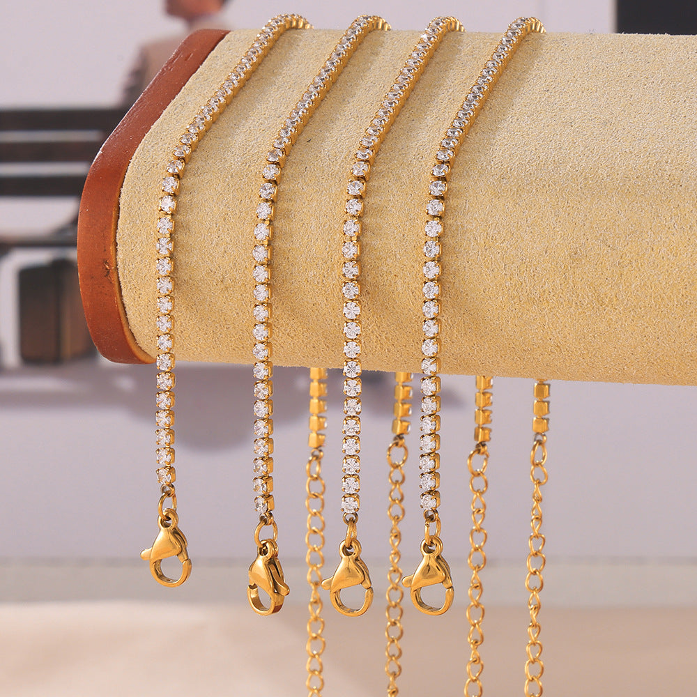 Elegant and simple personality light luxury jewelry inlaid with zircon design titanium steel gold-plated gypsy star bracelet 99