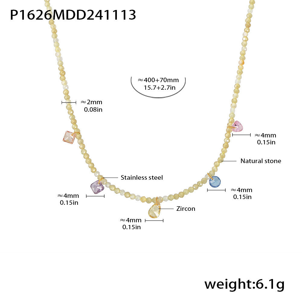 Dopamine zircon handmade natural stone beaded collarbone necklace small fresh girl niche accessories spot 99