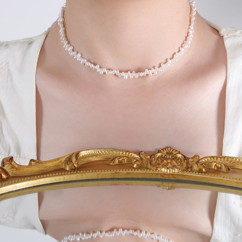 Cold wind niche highlight imitation pearl chain gentle wind necklace versatile sweet elegant jewelry women