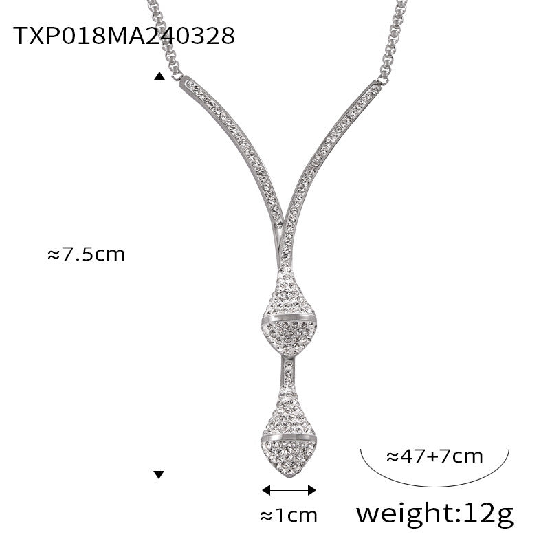 Hepburn style temperament elegant light luxury style niche jewelry gypsy star diamond-set design titanium steel gold-plated jewelry set