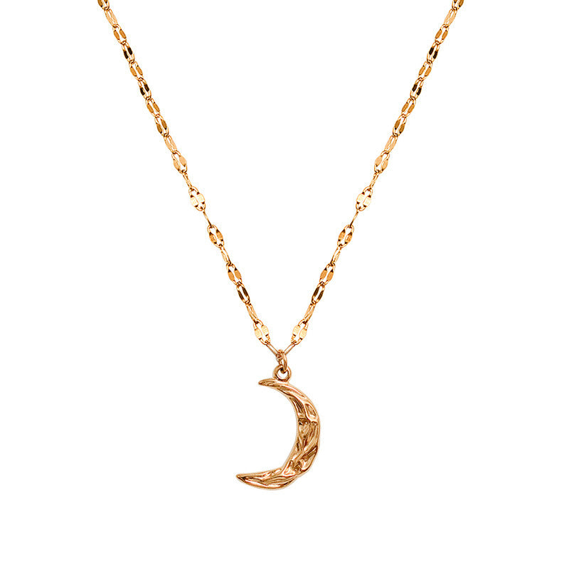 Cold wind chocker light luxury beating moon necklace, titanium steel plated 18K gold collarbone women's neck chain