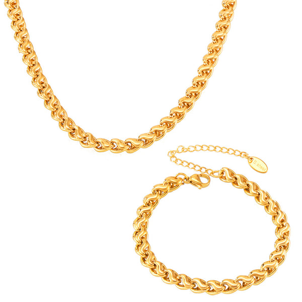 Fashion commuting simple personality hip hop style niche jewelry geometric chain design copper material jewelry set