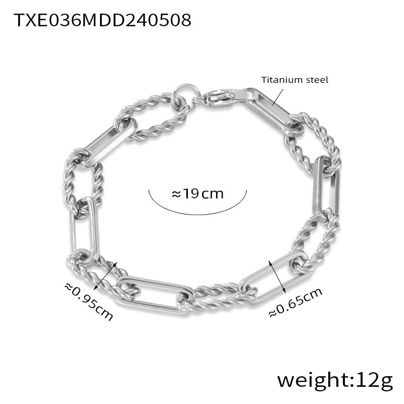 Hip hop trendy cool personality jewelry geometric return chain twist splicing design titanium steel jewelry other set