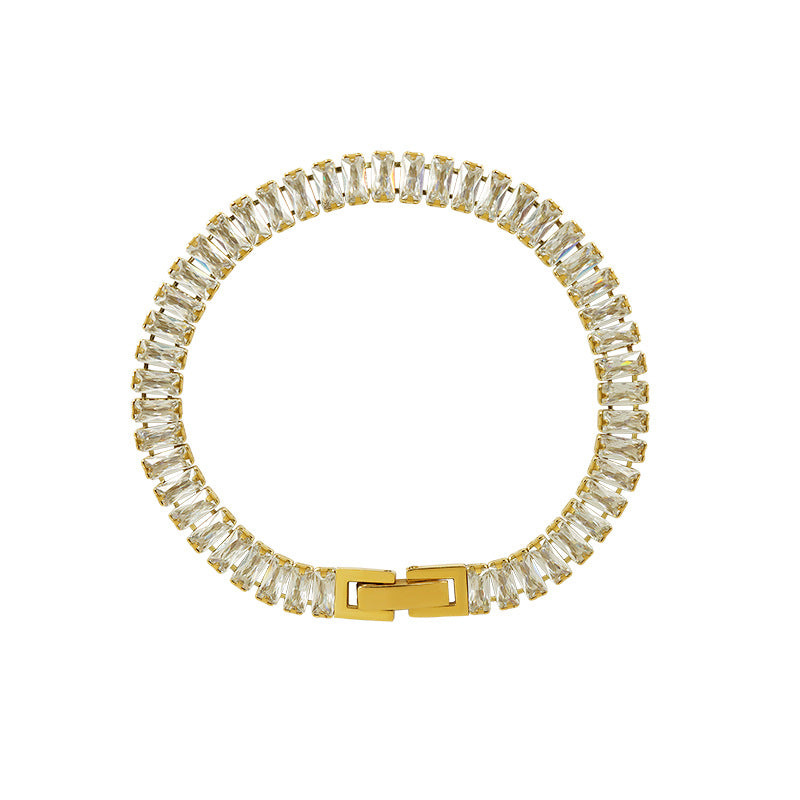 Marka light luxury niche jewelry full diamond zircon bracelet titanium steel bracelet, girlfriend jewelry