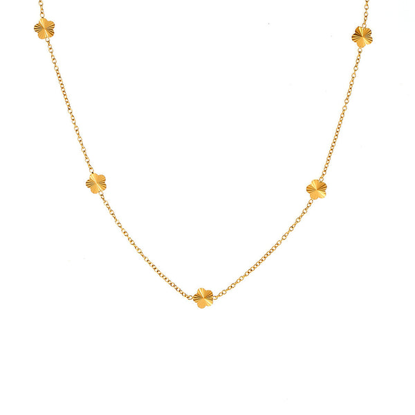 Xiao Qiao flower collarbone chain temperament elegant design titanium steel plated 18k real gold niche jewelry wholesale 99