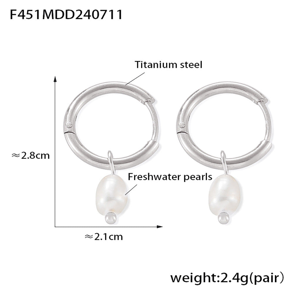 Stainless steel niche personality temperament versatile earrings fashion light luxury ear buckle plated 18k real gold jewelry women 99