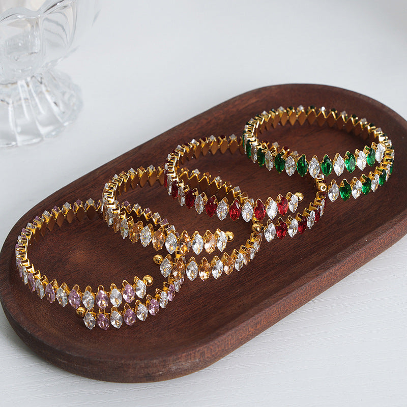 New high-end fashion personalized niche design light luxury inlaid with colored zircon bracelet jewelry women
