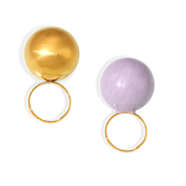 Weight color glaze large ball ring fashionable atmosphere titanium steel plated 18k gold exaggerated opening ring 99