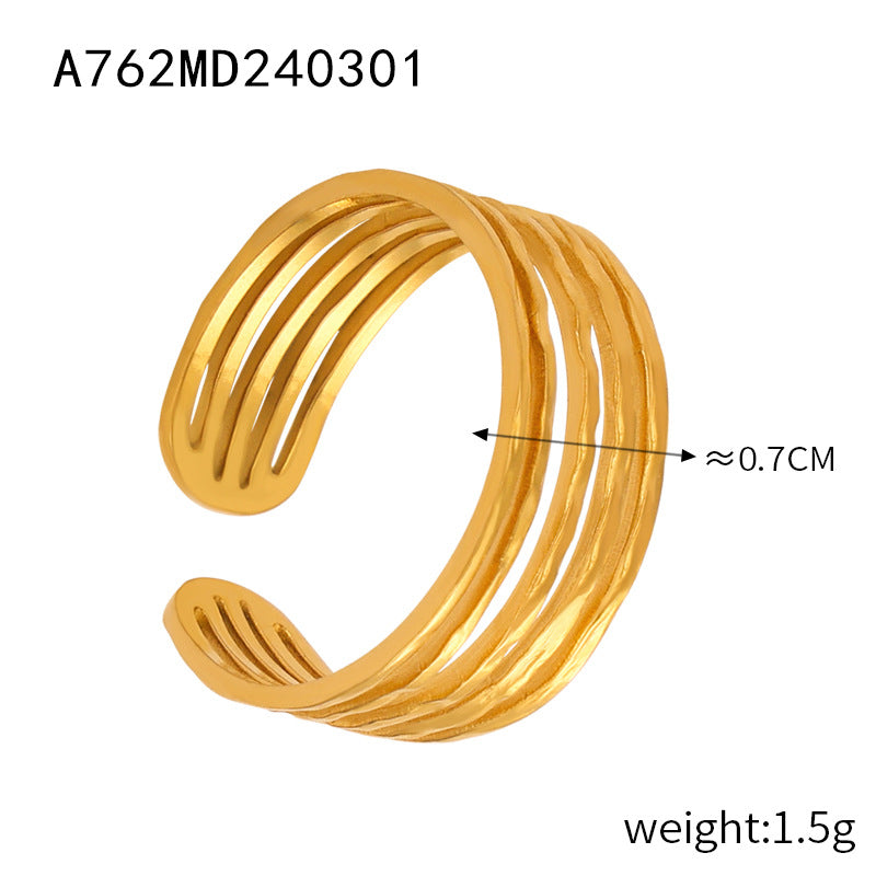 New fashion personalized design niche open ring titanium steel gold-plated geometric versatile jewelry simple jewelry wholesale