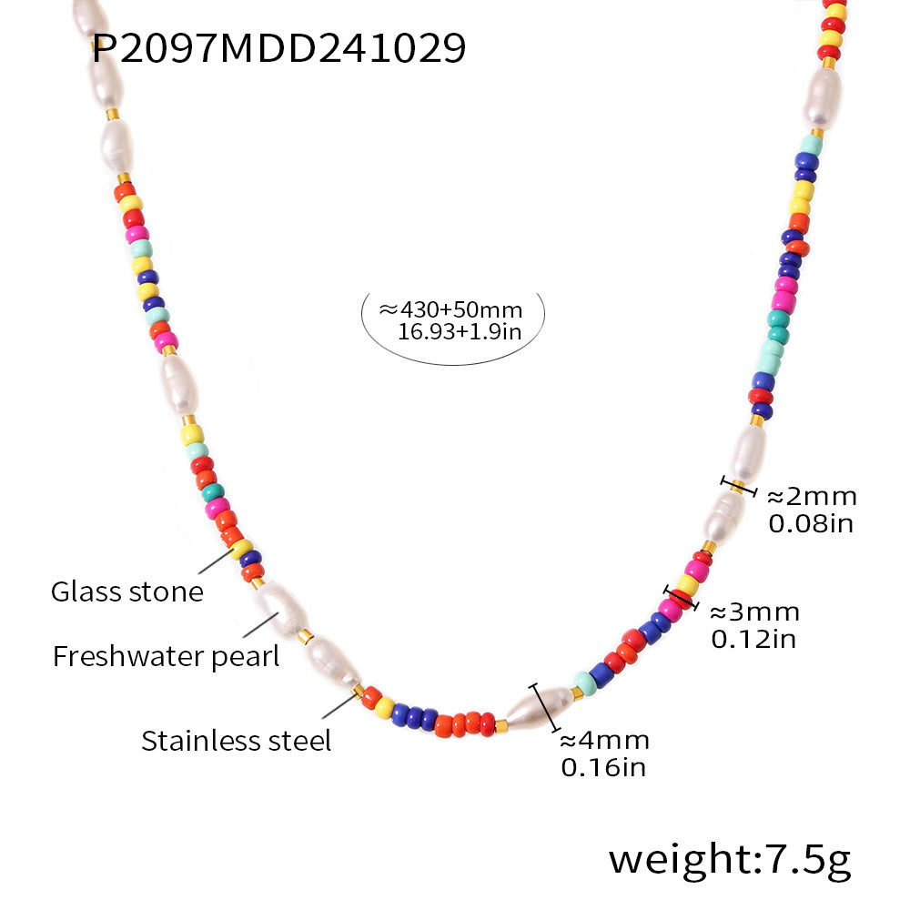 Dopamine natural stone beaded cut face opal water drop collarbone necklace colorful temperament light luxury necklace women