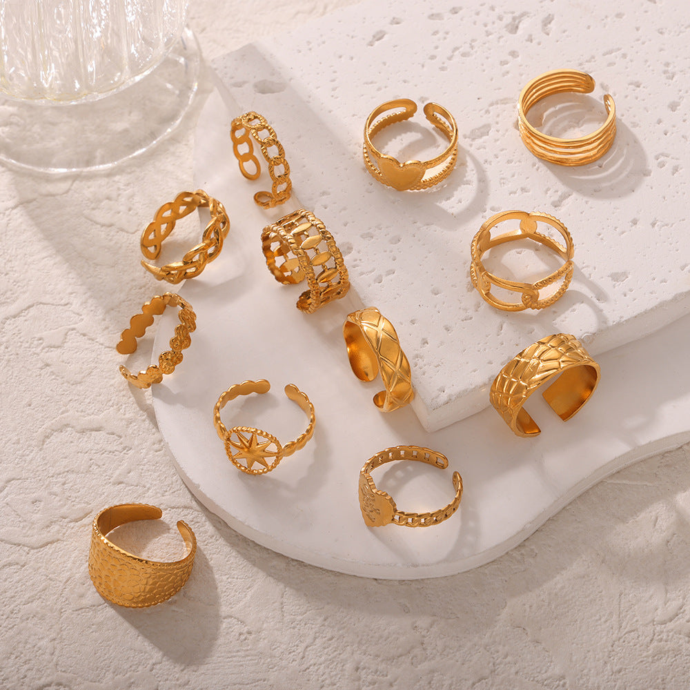 New fashion personalized design niche open ring titanium steel gold-plated geometric versatile jewelry simple jewelry wholesale