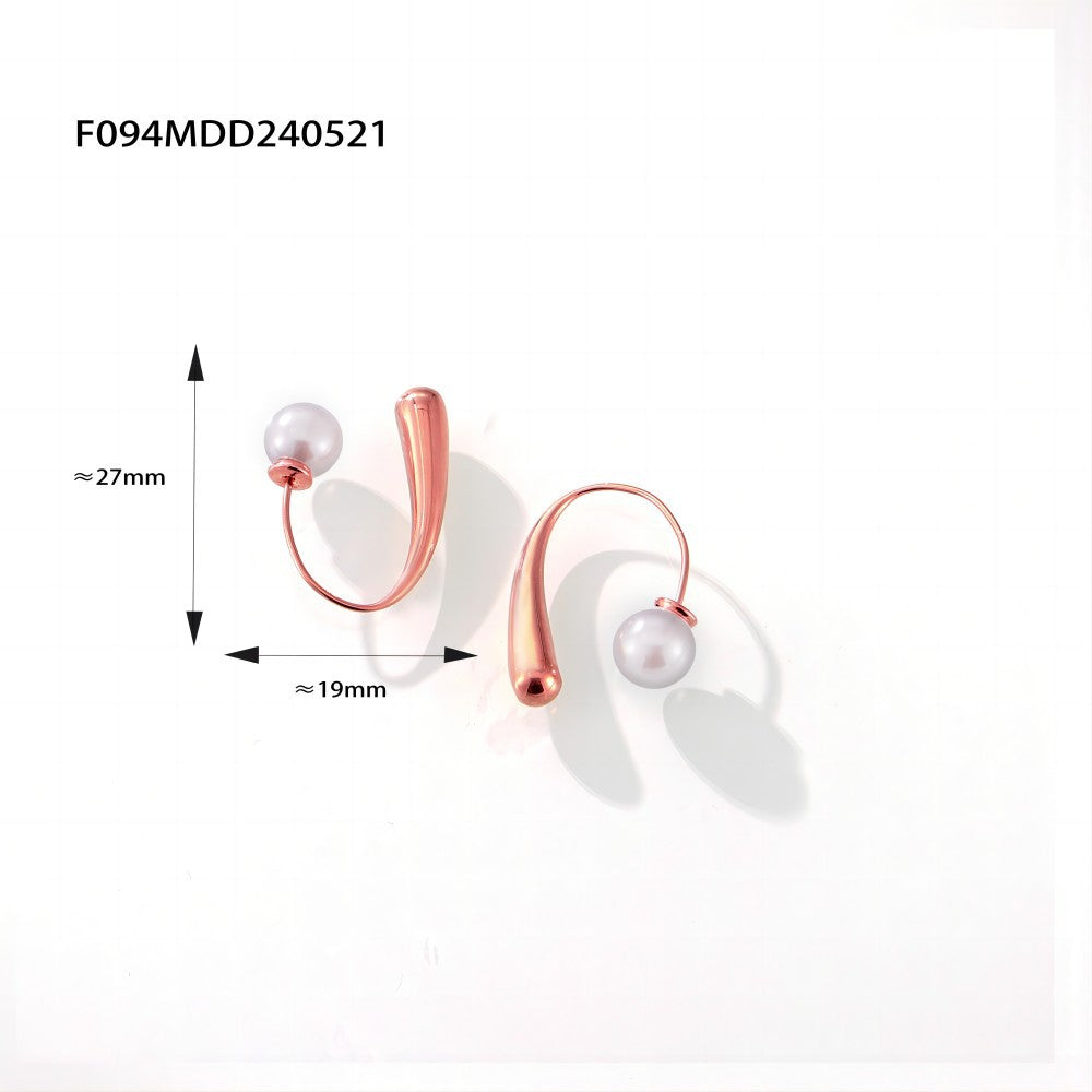 Unique Design Earrings Titanium Steel Plated 18K Gold Personalized Ear Hooks Niche Fashion Earrings Jewelry Women's 99