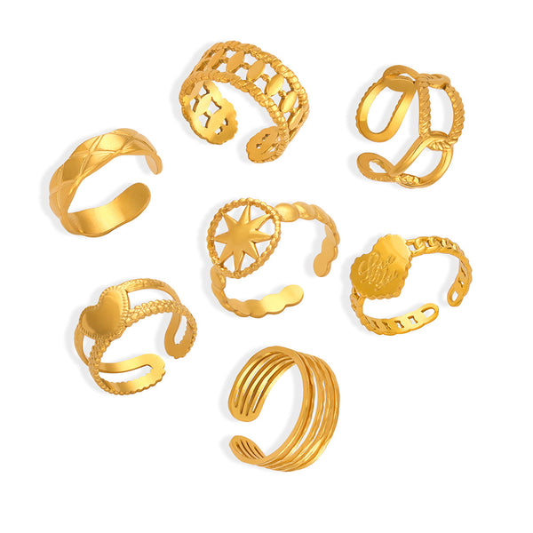 New fashion personalized design niche open ring titanium steel gold-plated geometric versatile jewelry simple jewelry wholesale