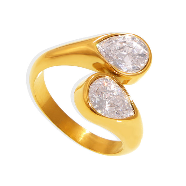 A682-Titanium steel open ring PVD plated 18k real gold color retention