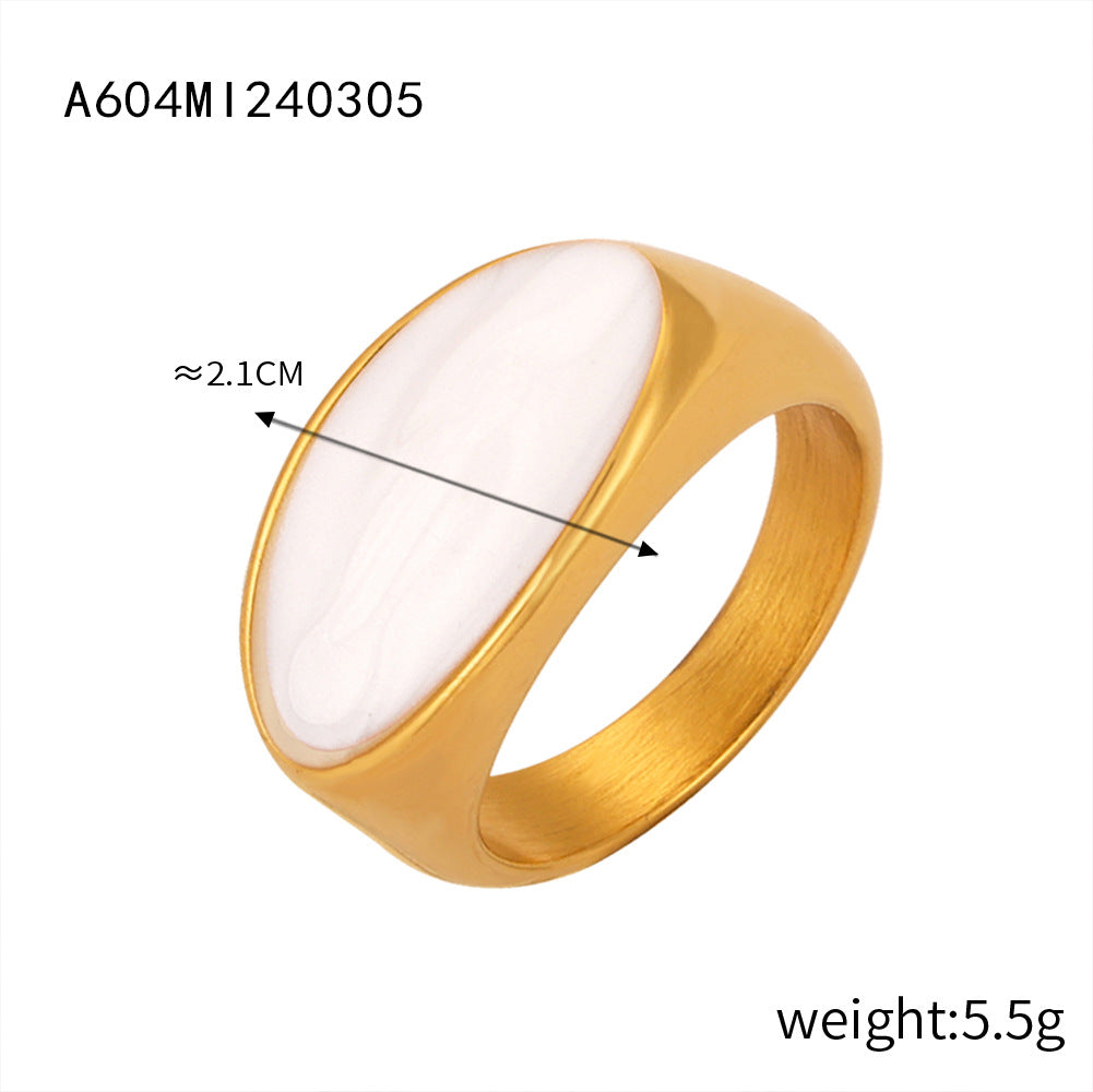 Retro fashion personalized titanium steel gold-plated geometric enamel color glaze ring ring jewelry wholesale women