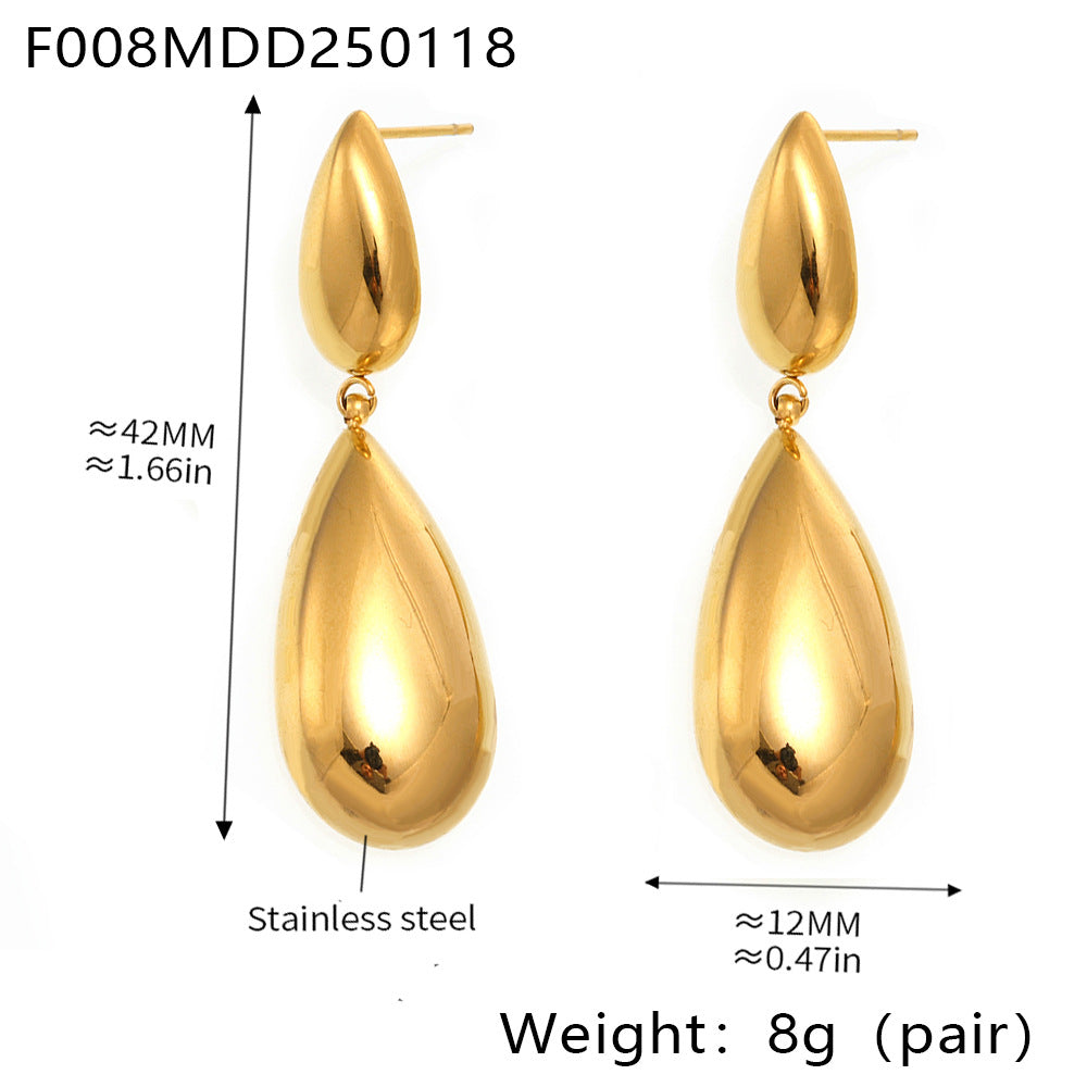 Summer personality versatile Korean minimalist size water drop splicing pendant earrings temperament new 99