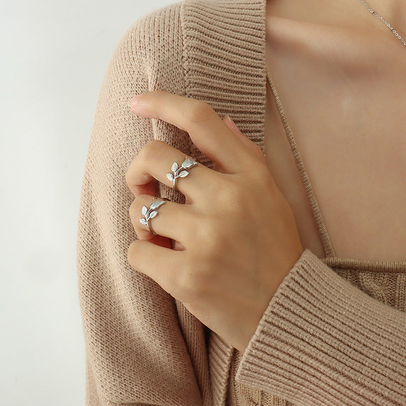 Trendy versatile fashion sweet Internet celebrity accessories, rose ring necklace jewelry set wholesale pp