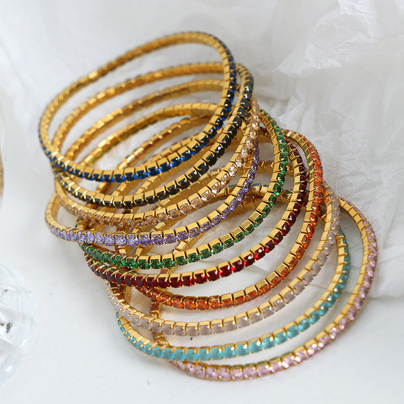 New high-end light luxury full of zircon niche design titanium steel gold-plated personalized bracelet women's jewelry wholesale