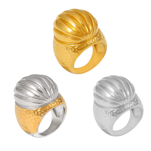 Vintage retro oval scratch ring, hot-selling titanium steel PVD plated 18k real gold in Europe and America, spot factory wholesale