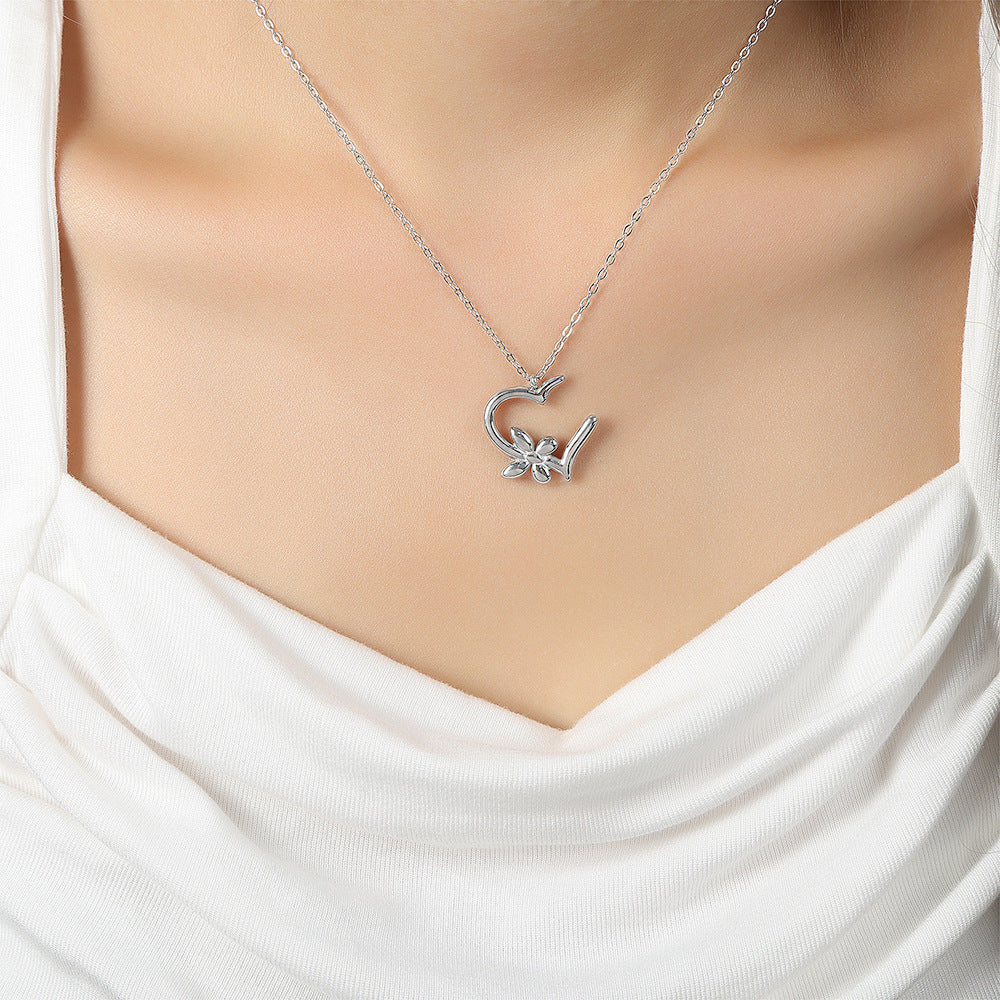 New fashion personality simple niche design titanium steel gold-plated heart pendant necklace earrings set jewelry pp