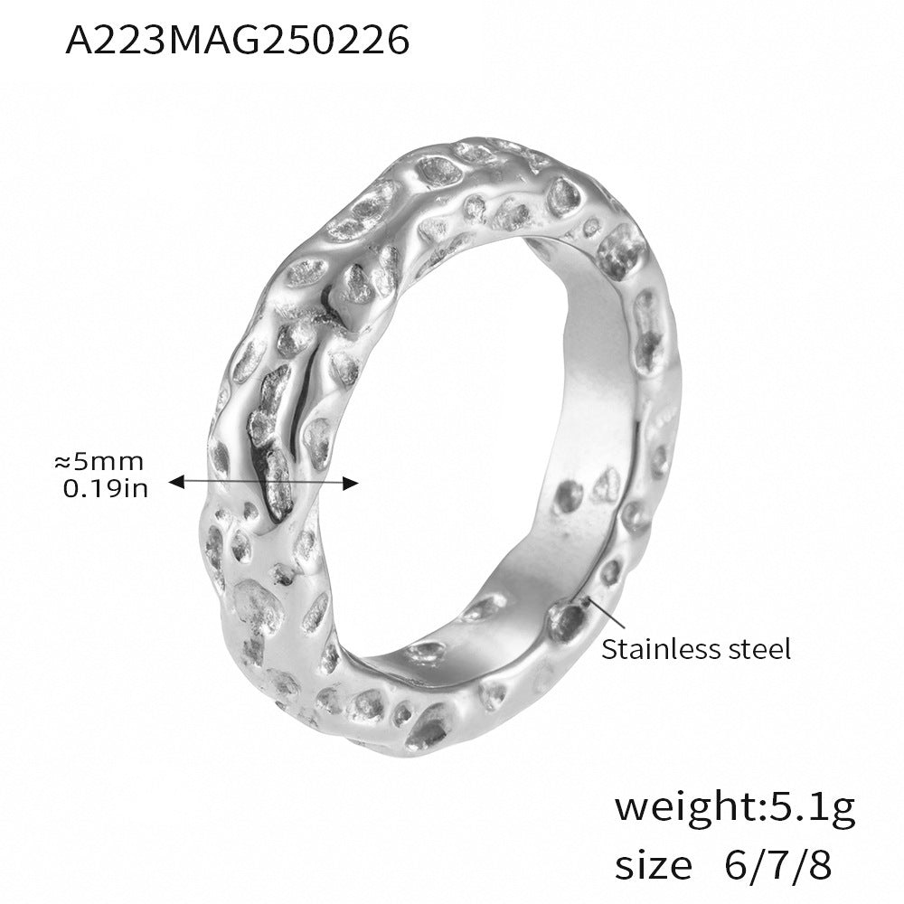 Cold wind irregular karst ring female simple titanium steel plated 18k gold jewelry ring wholesale 99