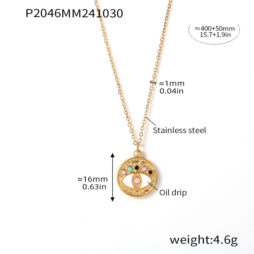 Devil's Eye Zircon Necklace Ring Creative Trend Titanium Steel 18K Electroplating Real Gold Color Retaining Spot Jewelry