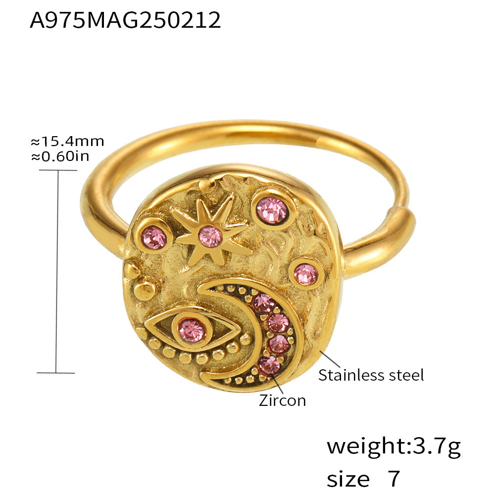 Hot Sale 5A Zircon Ring Women's Light Luxury Personality Star Moon Fashion Tail Ring Devil's Eye Jewelry Gift