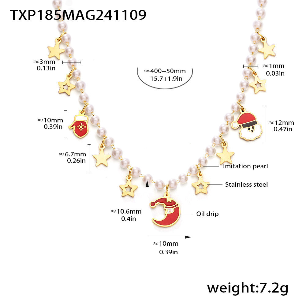 Christmas cute cartoon weight colored glaze pendant necklace bracelet set fashionable creative design combination pp