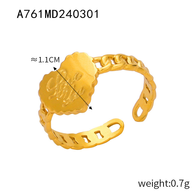 New fashion personalized design niche open ring titanium steel gold-plated geometric versatile jewelry simple jewelry wholesale
