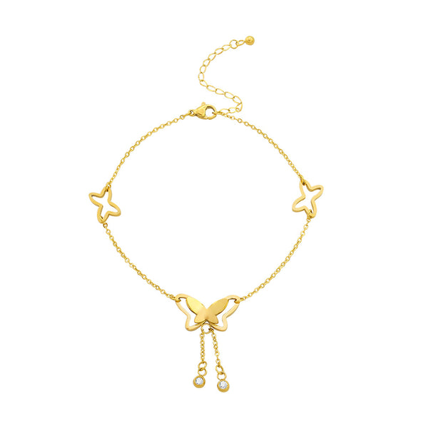 Butterfly tassel anklet stainless steel plated with 18K real gold, non-fading, non-allergic, color-retaining jewelry, one piece is sent on behalf of others.