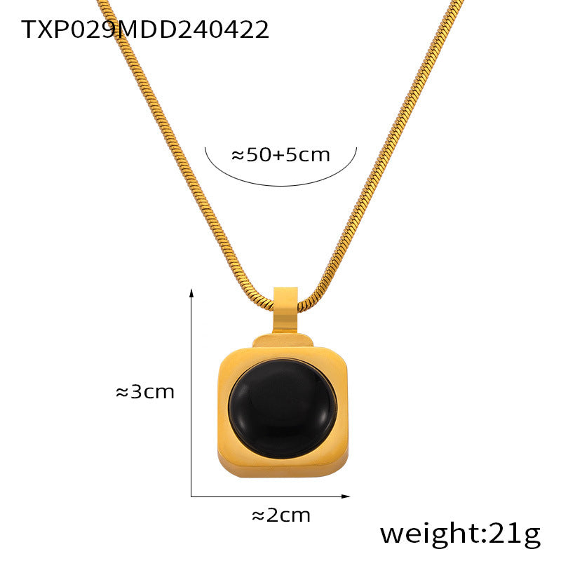 Hot-selling personalized light luxury jewelry inlaid with tiger's eye design titanium steel jewelry set pp
