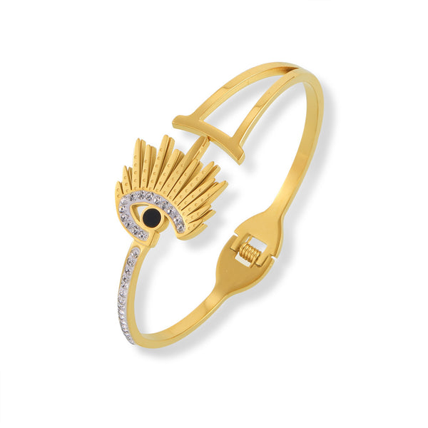 Retro niche unique personality eye shape jewelry diamond design titanium steel gold-plated spring bracelet pp