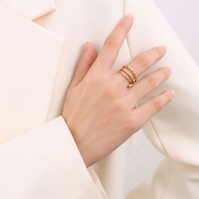 Simple and versatile stacked plain ring titanium steel women's plated 18k real gold ring tail ring jewelry A260pp