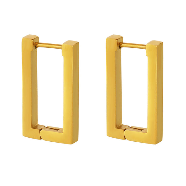 Rectangle geometric ear buckle fashionable simple cold wind stainless steel plated 18K real gold non-fading ear jewelry