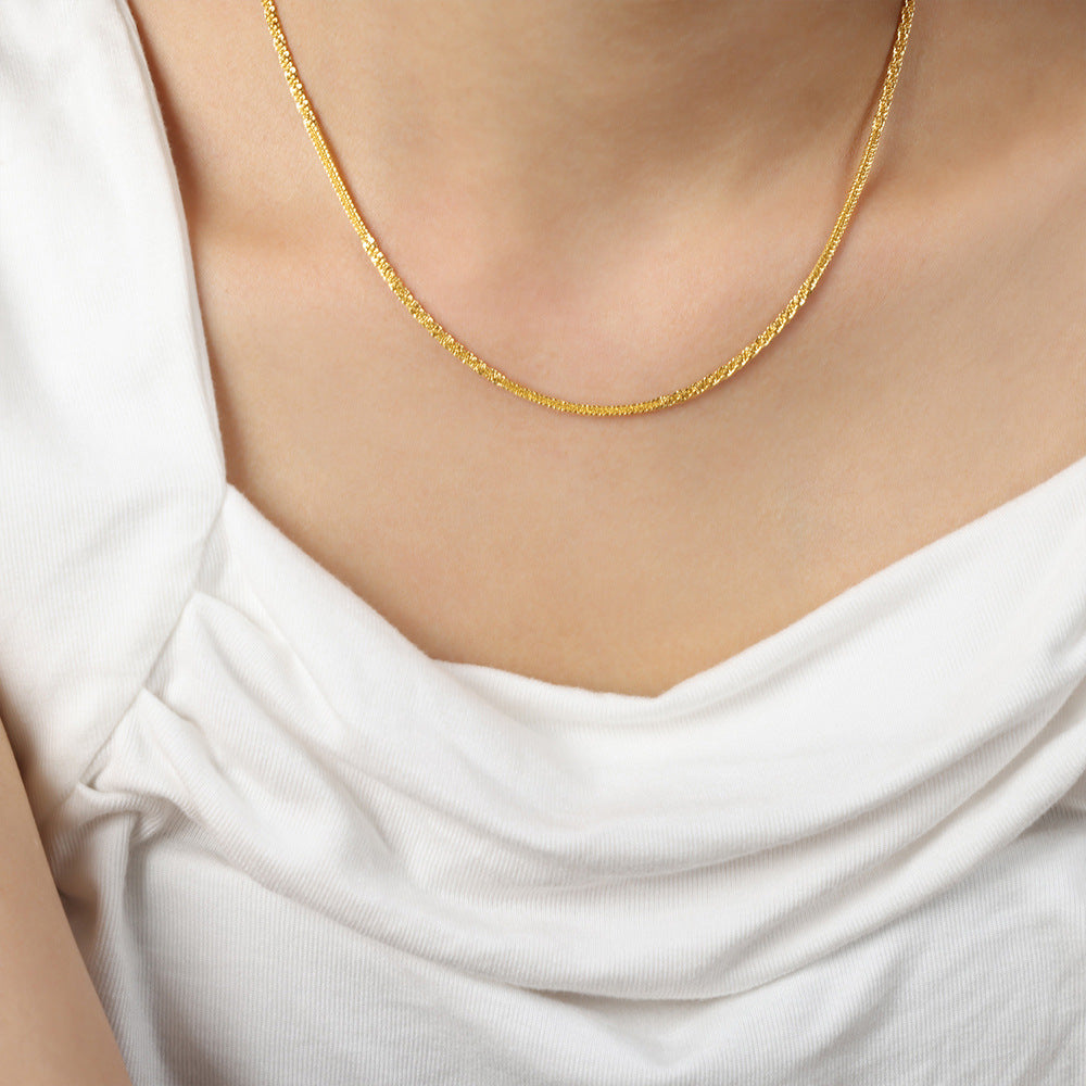 New personalized simple niche design titanium steel gold-plated texture twist necklace bracelet set jewelry female pp