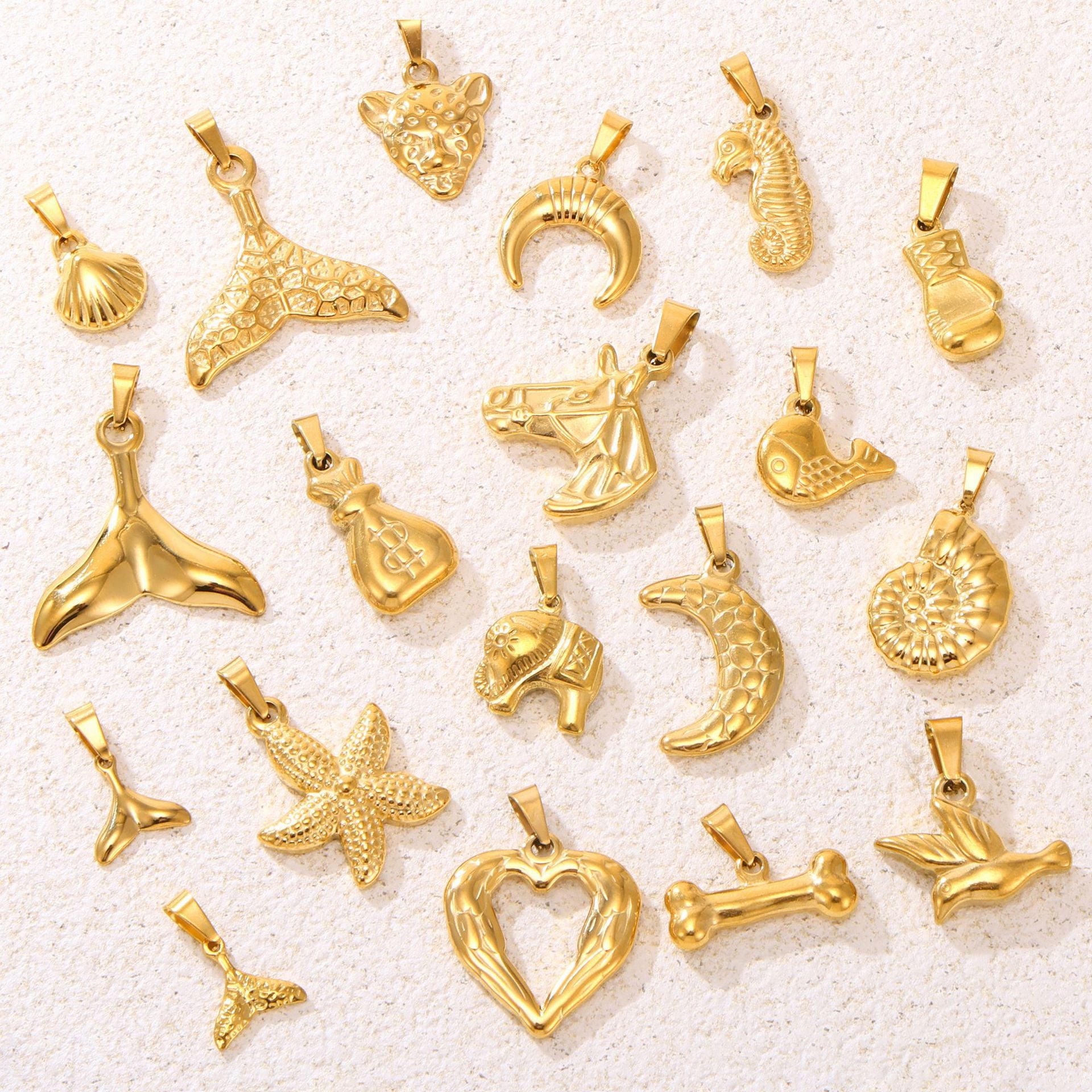 99 Fashion DIY Pendant Accessories Collection Internet celebrity Stainless Steel 18K Real Gold Necklace Jewelry Wholesale