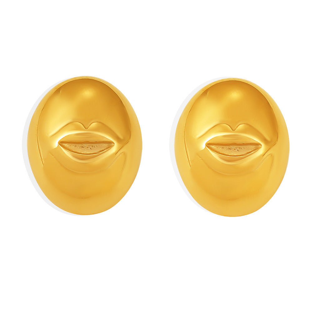 Accessories INS wind titanium steel smile lips round ball stud earrings Internet celebrity personality temperament earrings women spot supply pp