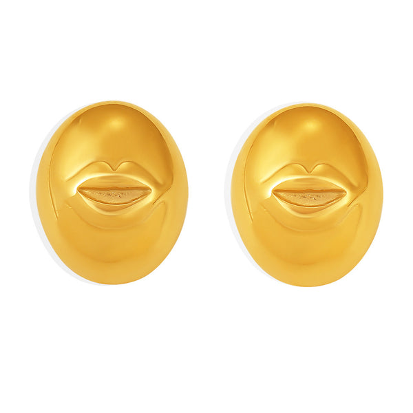 Accessories INS wind titanium steel smile lips round ball stud earrings Internet celebrity personality temperament earrings women spot supply pp