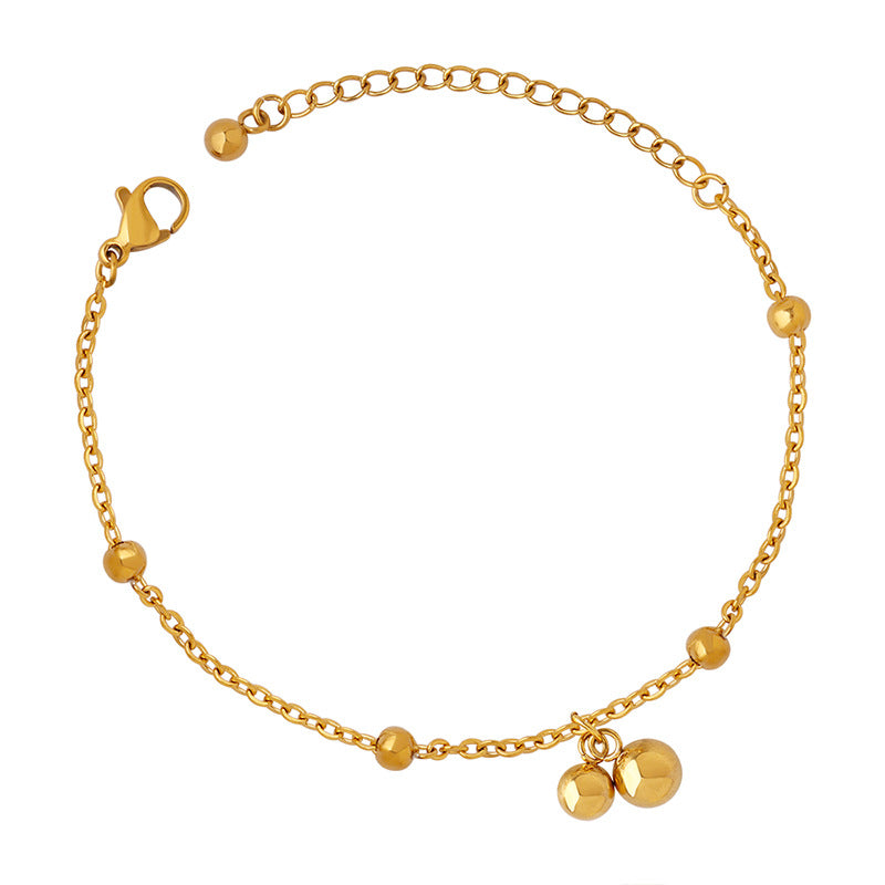 Hot simple personality bracelet beads cross bag beads steel beads jewelry titanium steel plated 18K gold bracelet