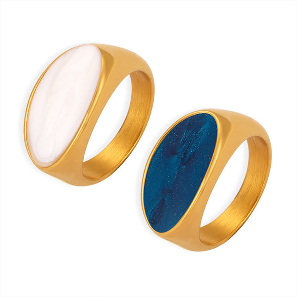Retro fashion personalized titanium steel gold-plated geometric enamel color glaze ring ring jewelry wholesale women