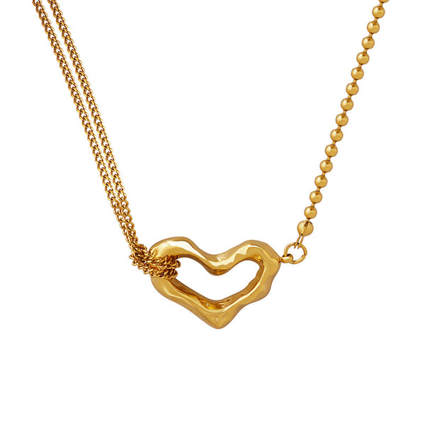 Hot-selling irregular peach heart pendant titanium steel 18k gold love necklace