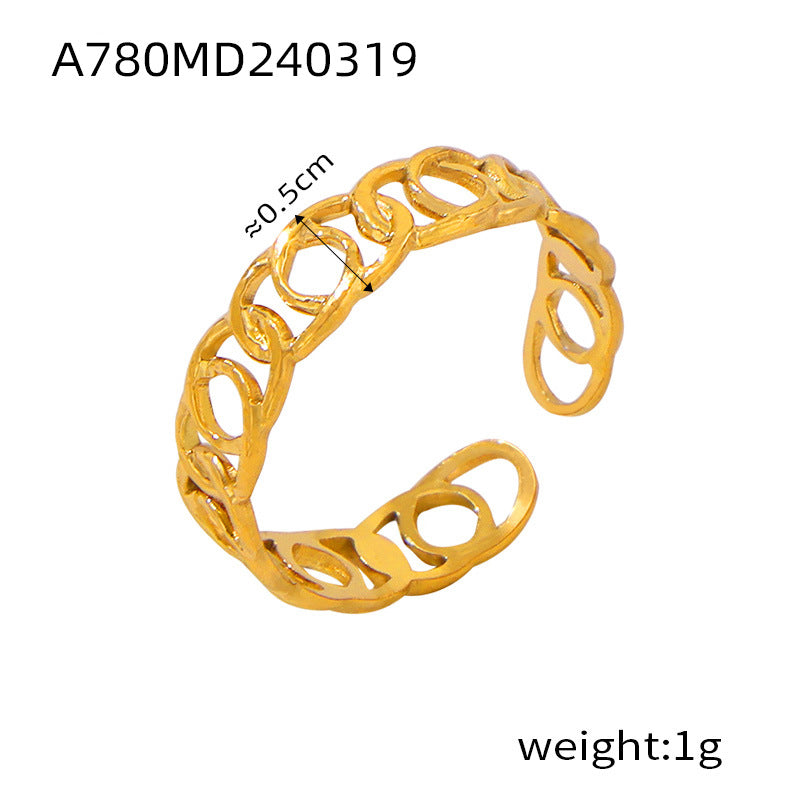 Simple and personalized design jewelry geometric texture splicing ring titanium steel multi-layer stacked wind index finger ring pp