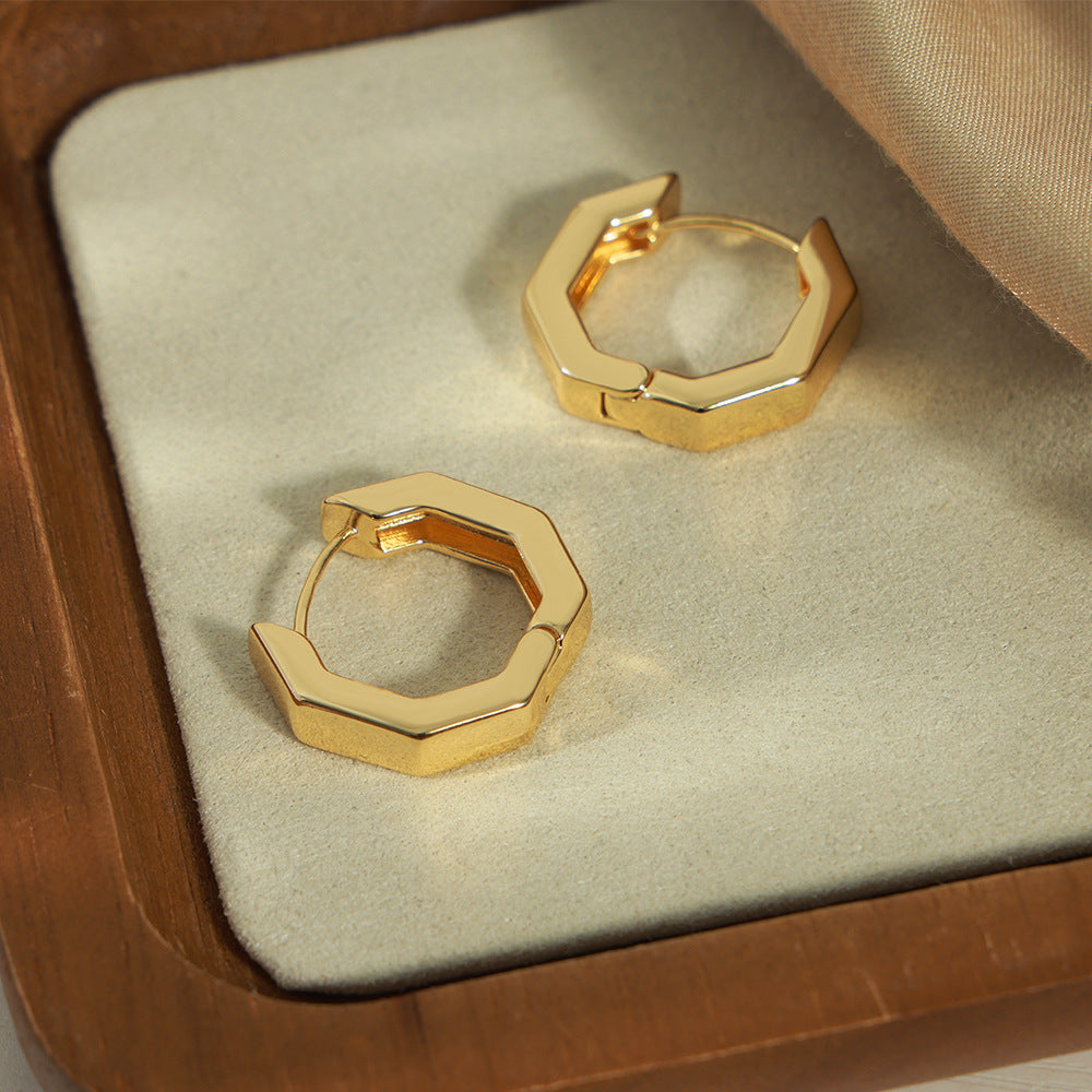 New simple ins style personalized niche design copper geometric polygon design earrings jewelry women