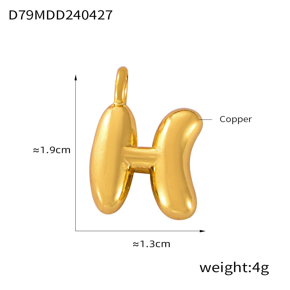 Hot Sale Glossy Bubble Balloon 26 English Letter Pendant Accessories Versatile Copper Gold Plated Jewelry 99