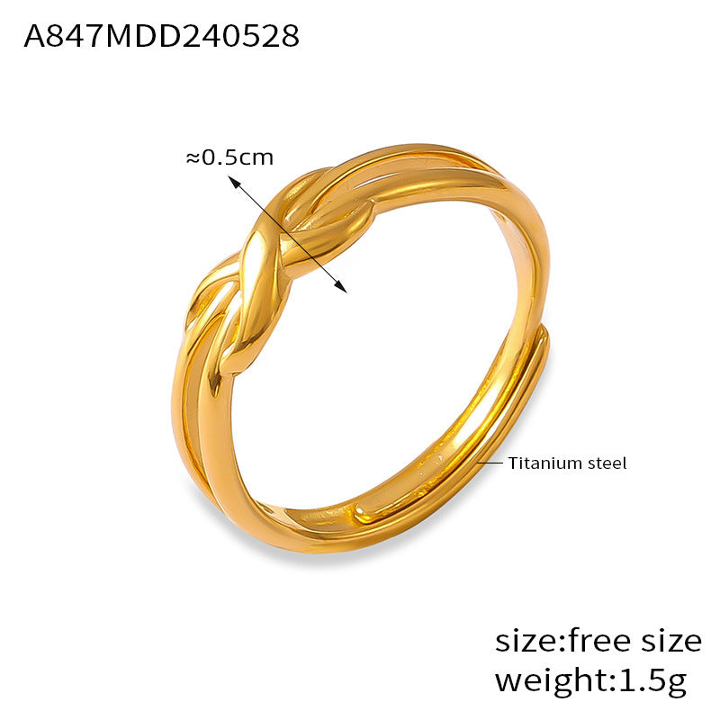 Fashion Trend Simple Personality Love Styling Ring Niche Glossy Design Titanium Steel Gold Plated Open Ring