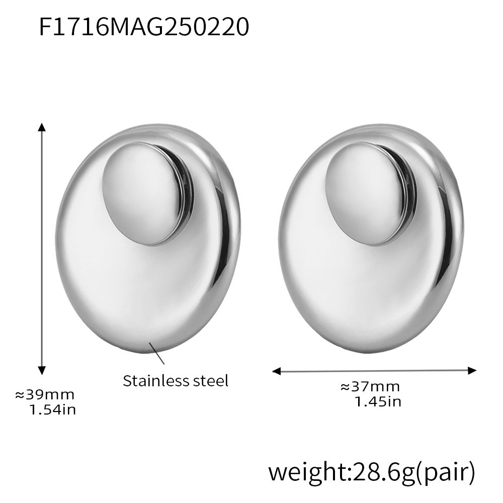 Exclusive stainless steel plated 18k real gold round stud earrings exaggerated vortex ring jewelry fashion set