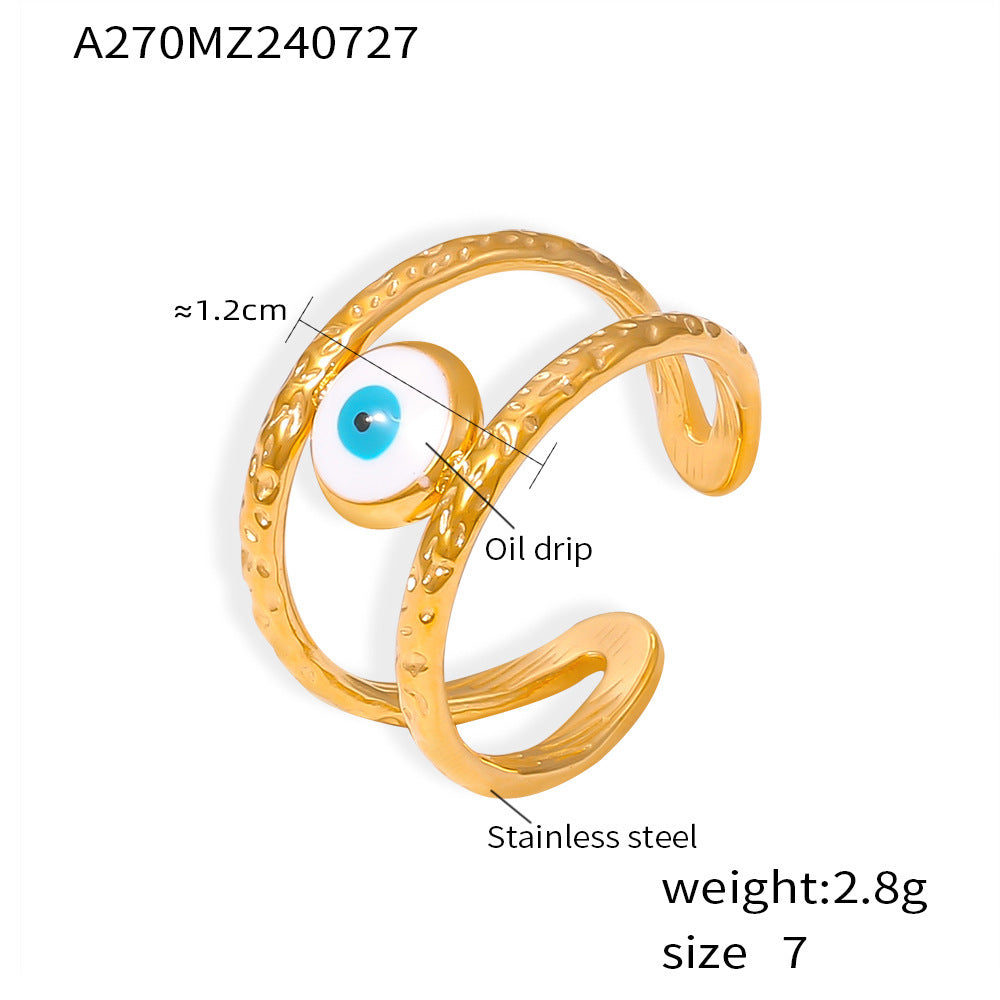 Ring enamel glaze irregular ring niche design titanium steel 18K real gold ring jewelry 99