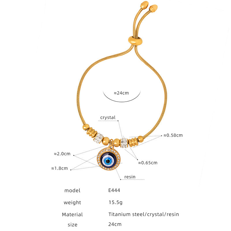 Titanium steel electroplated gold 18k does not fade, personalized exaggeration, eye pendant, bracelet, women's wholesale jewelry
