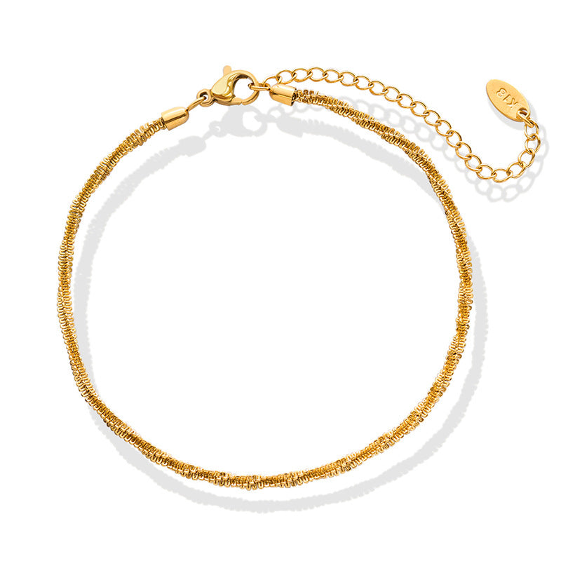 Summer exposed feet niche versatile cauliflower anklet, titanium steel 18K gold girl girlfriend accessories gift pp