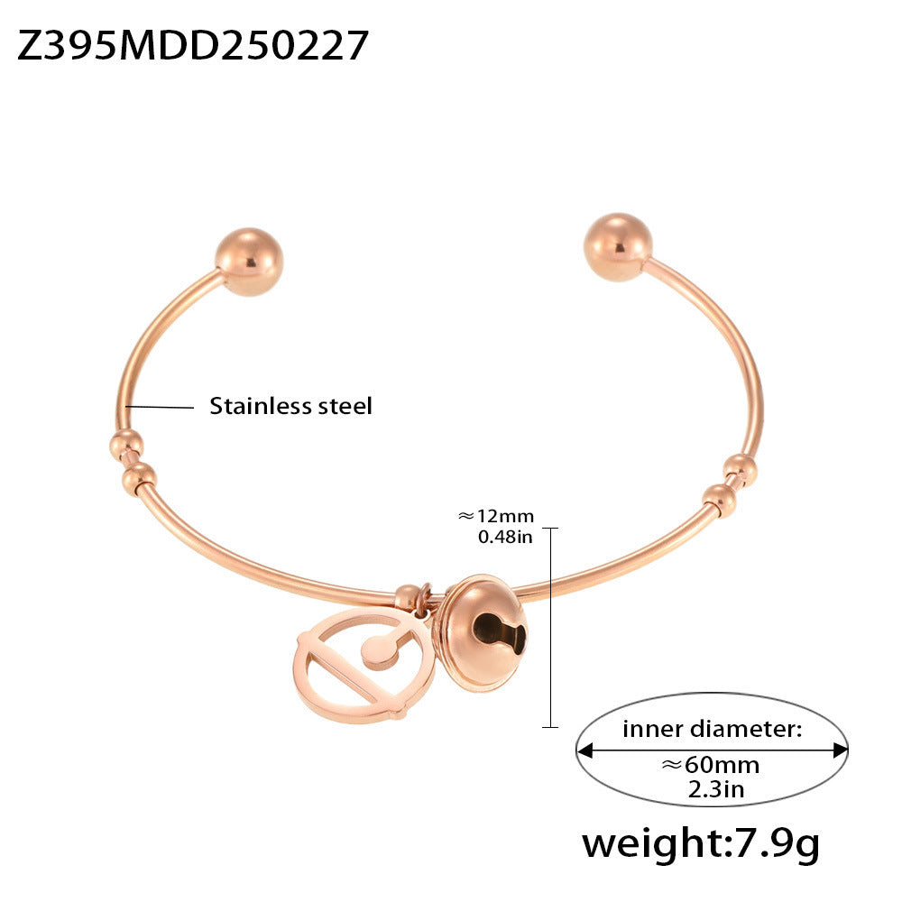 Creative sense robot cat bell bracelet popular personality versatile titanium steel opening bracelet manufacturer spot wholesale